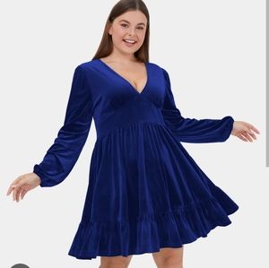 Halara Blue Velvet swing dress
